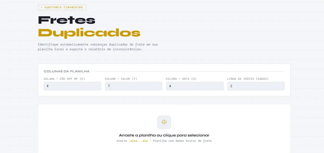 Tela do Analisador de Fretes