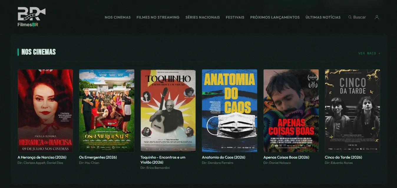 Tela da plataforma FilmesBR
