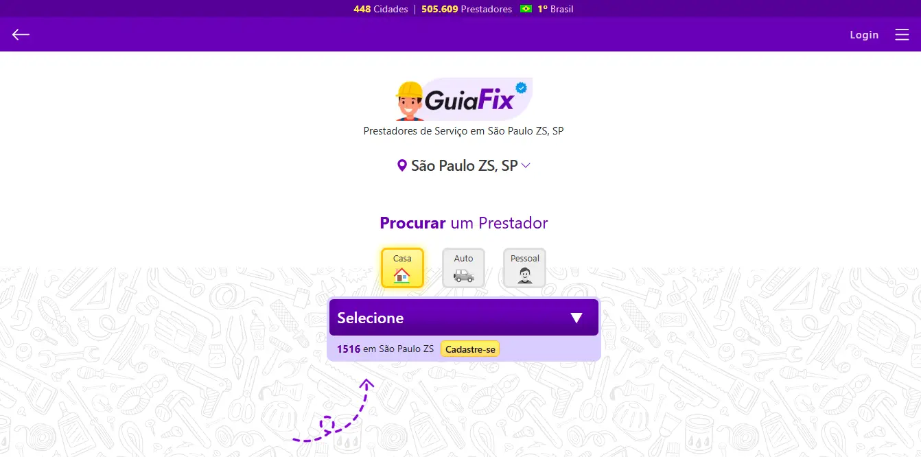 Página inicial do GuiaFix